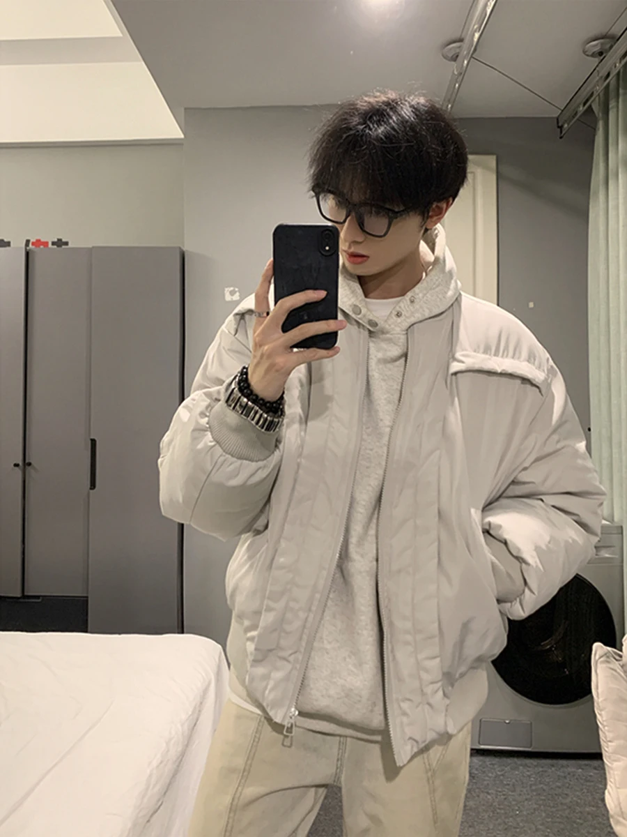 

Мужская хлопковая куртка-бомбер Cleanfit: утепленная зимняя верхняя одежда с изогнутым дизайном, повседневная, теплая, из полиэфирного волокна