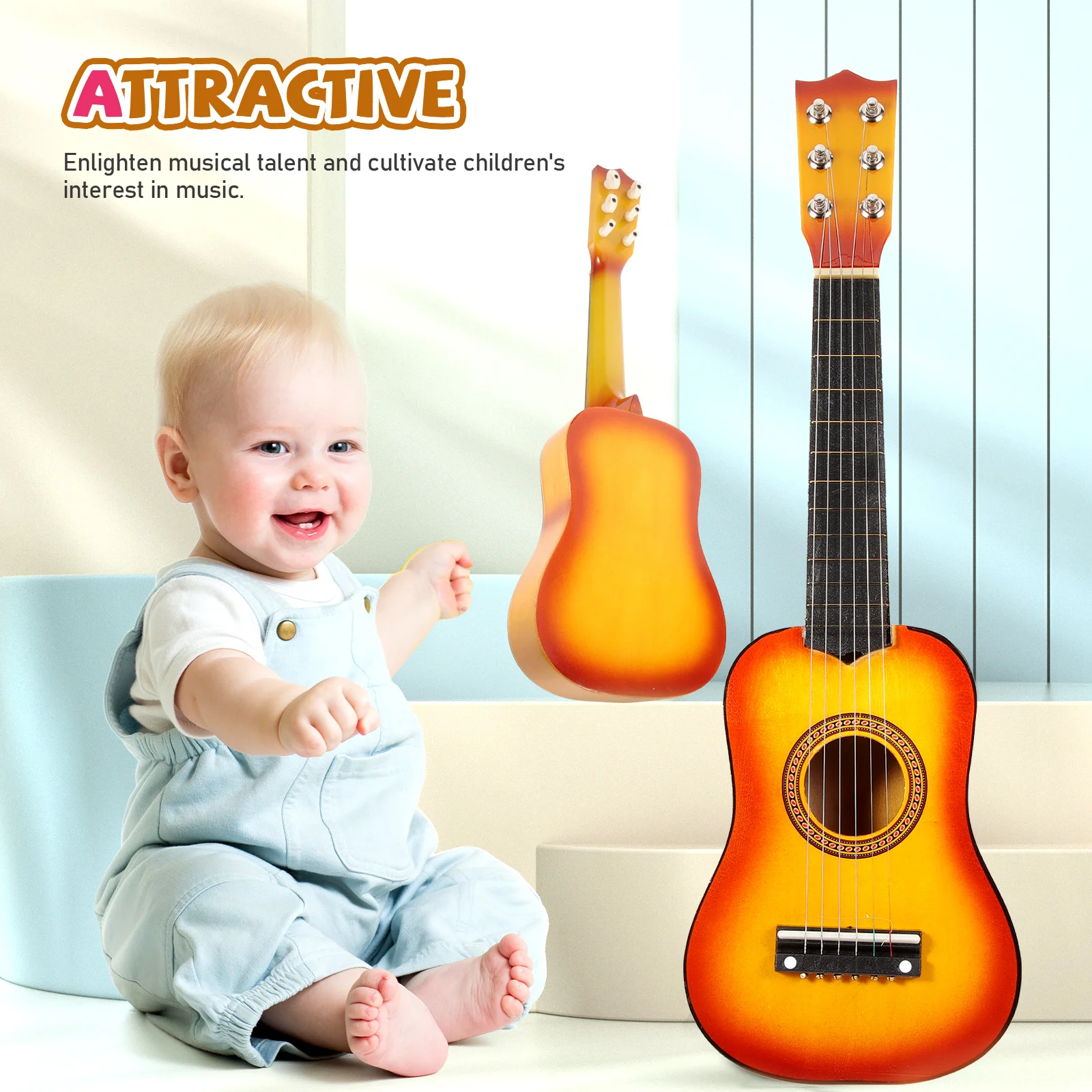 21 Inch Children's Guitar Acoustic for Kids Beginner Guitars Toddler Musical Instruments Acousitc Toy Beginners Wooden