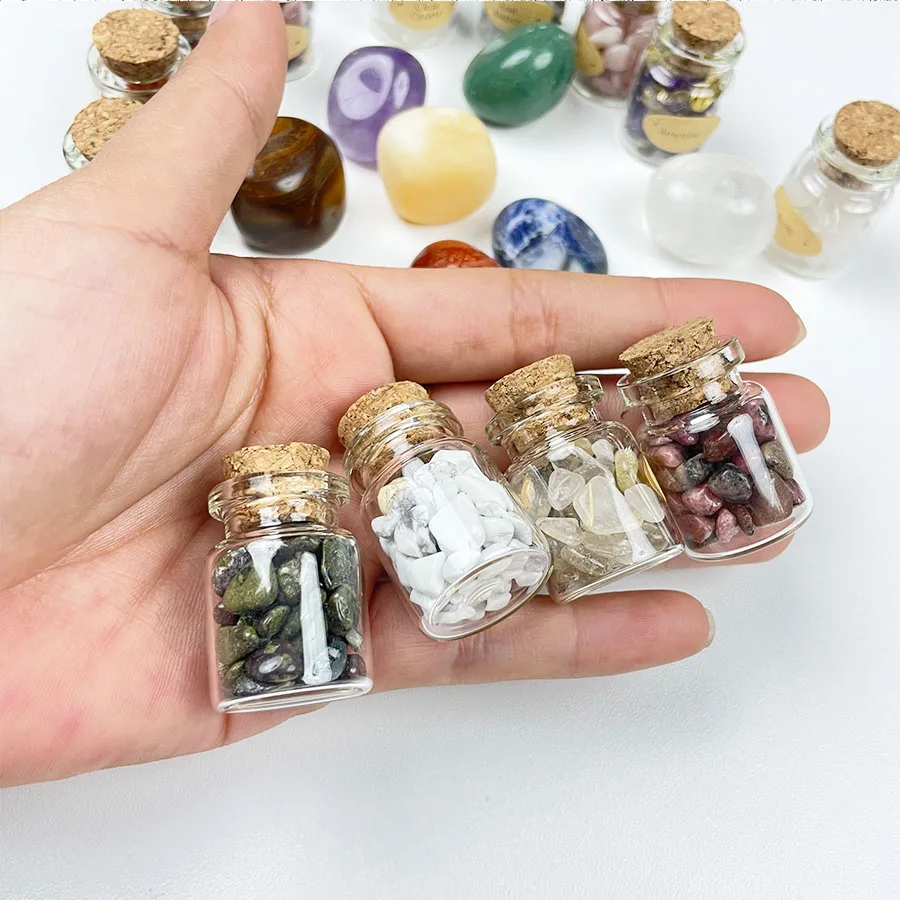 55PCS/Set Natural Crystal Stone Chakra stone Rose quartz Amethyst Clear Quartz Mini Crystals Witchcraft  Wish bottles