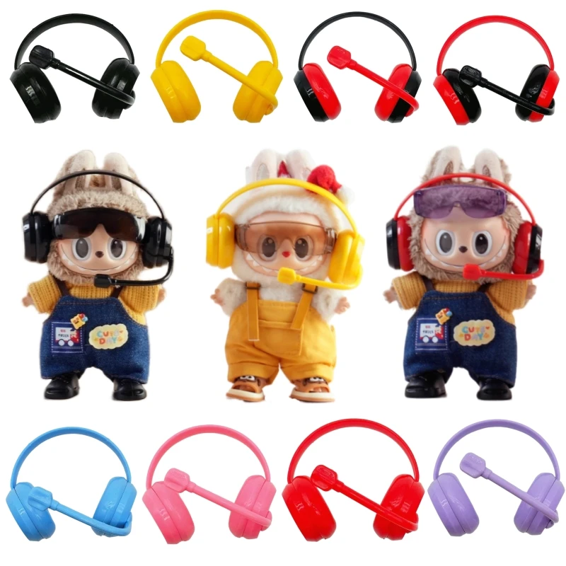 

For Labubu Accessories 17cm Dolls Fashion Headphones Goggles Model DIY Decoration V1 V2 V3 Universal Toys Cute Birthday Gift