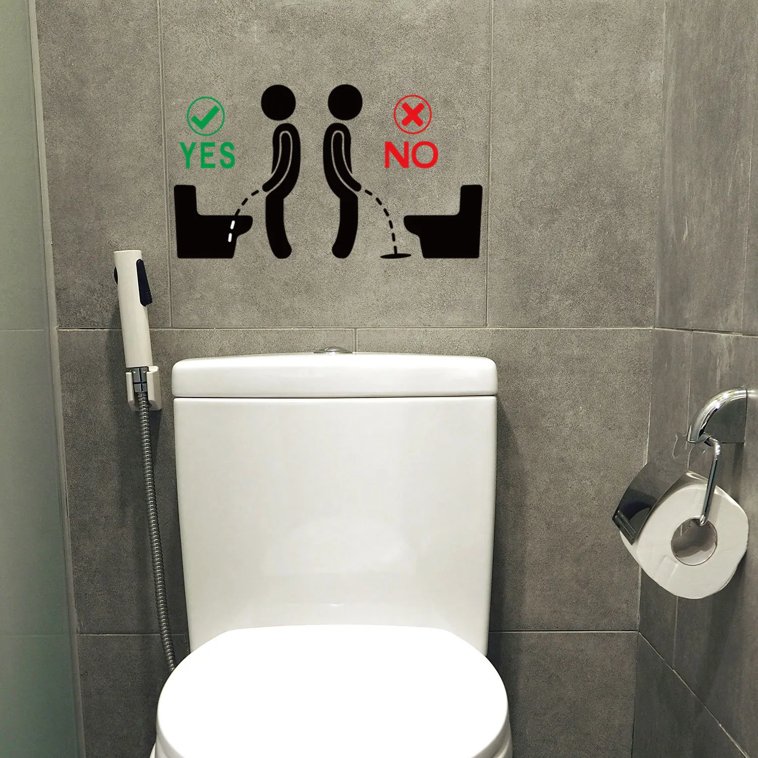 

Bathroom Civilization Stickers Funny Signs Removable Cute Pvc Toilet Tile Office Wall Decor for Decoration