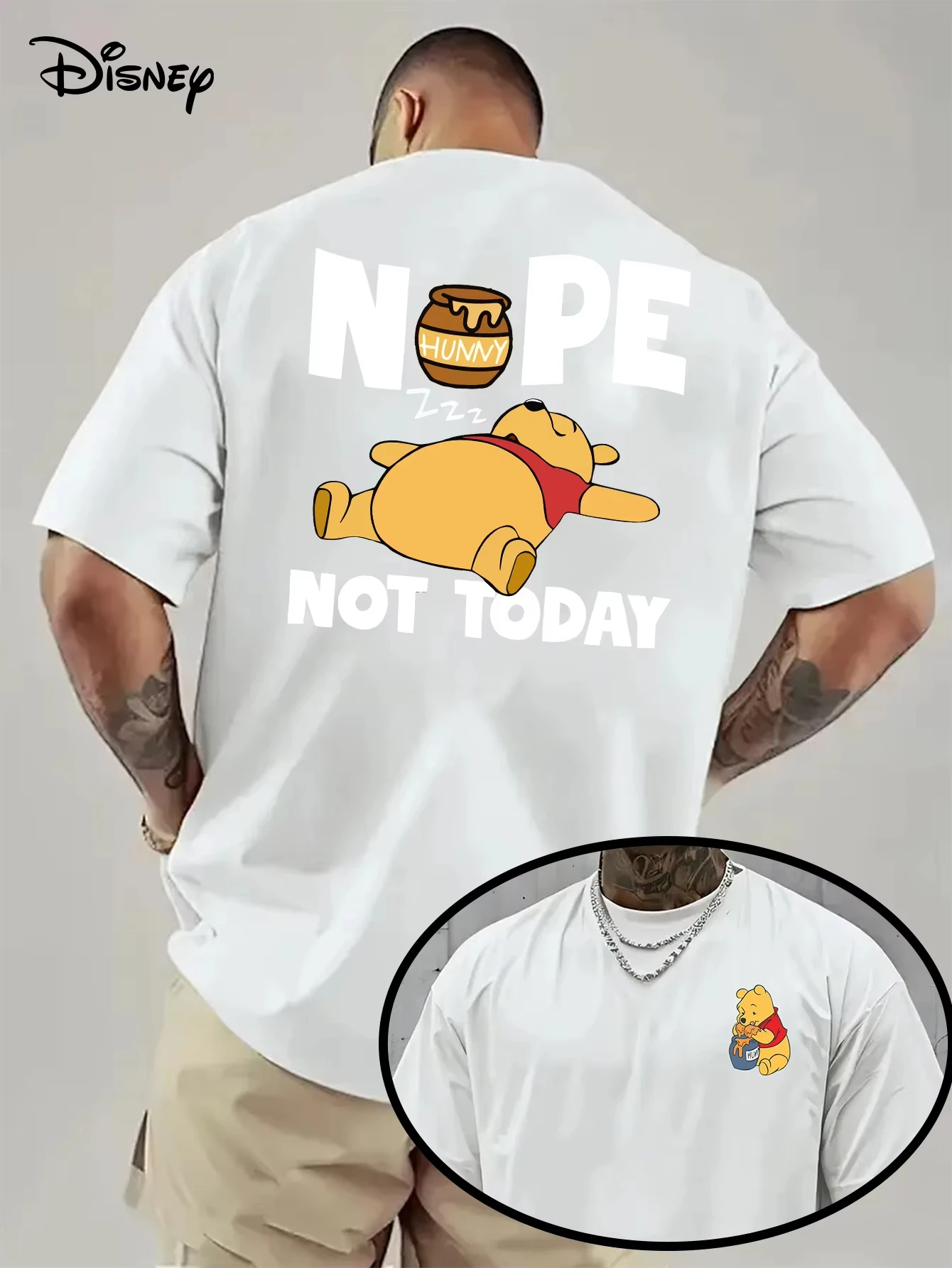 T-Shirt Disney Winnie The Pooh pour hommes, vêtements d'été pour loisirs quotidiens et activités thématiques, en coton unisexe à manches courtes