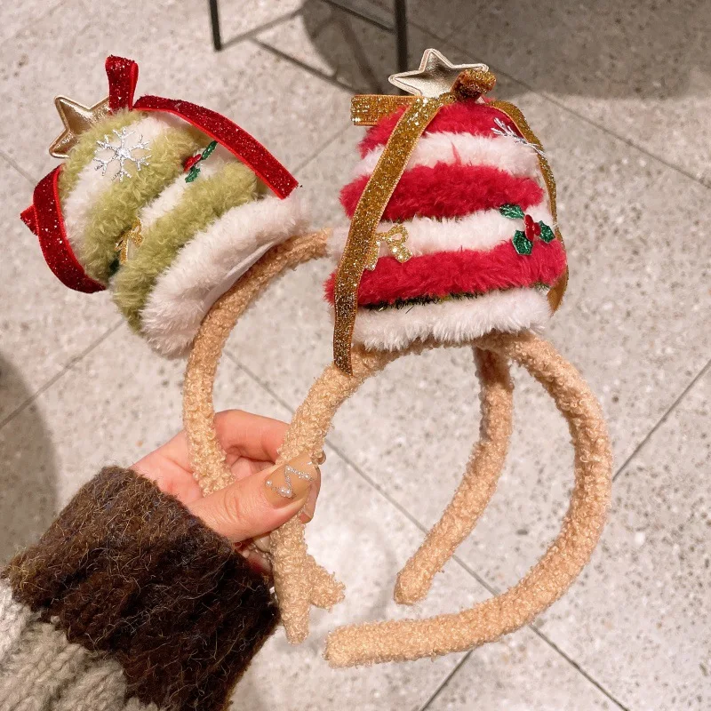 

Рождественский торт для девочек, плюшевая повязка на голову, рождественская шляпа, повязка на голову, милая рождественская елка, женская повязка на голову, праздничный детский головной убор ZX07