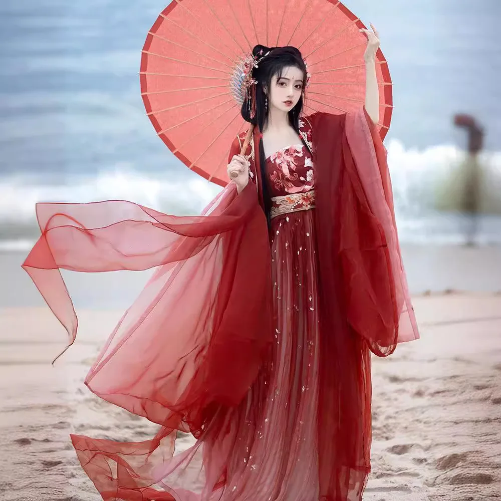 NT75 2024 New Tang Dynasty One-Piece Chest Chebula Skirt Super Fairy Embroidered Big Sleeve Shirt Spring and Autumn suit