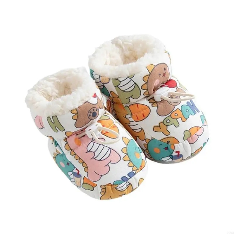 CORB Prewalker Crib Shoes Printed Pattern First Walking Shoes Footwear Warm Shoes Soft Soles Shoes Autumn Winter Sneaker