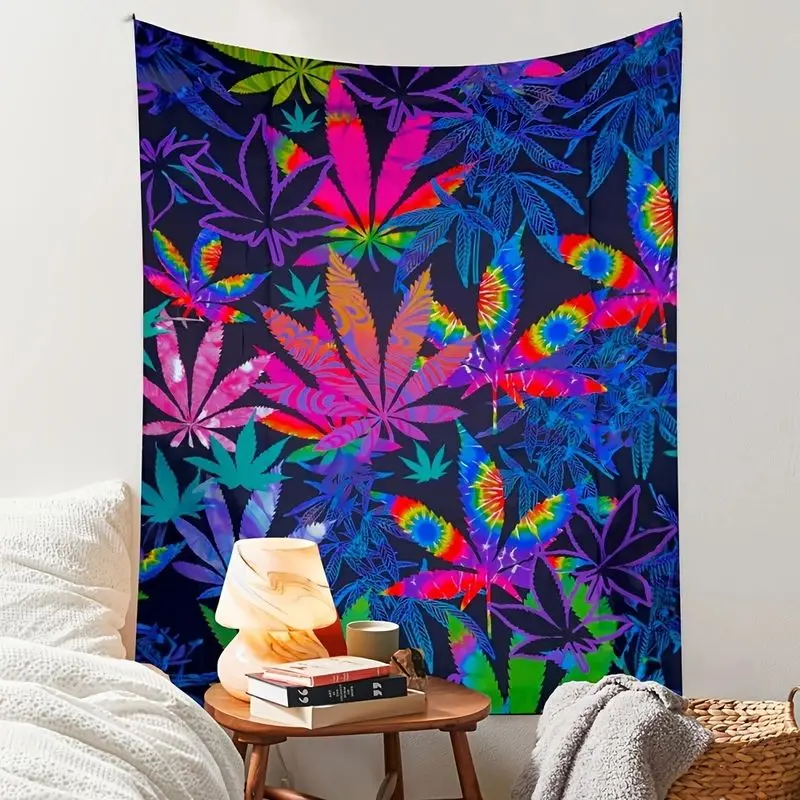 VIKAMA Moonnight Mushroom Snail Butterfly Tapestry, Psychedelic Starry Sky Wall Hanging for Bedroom Living Room Decor