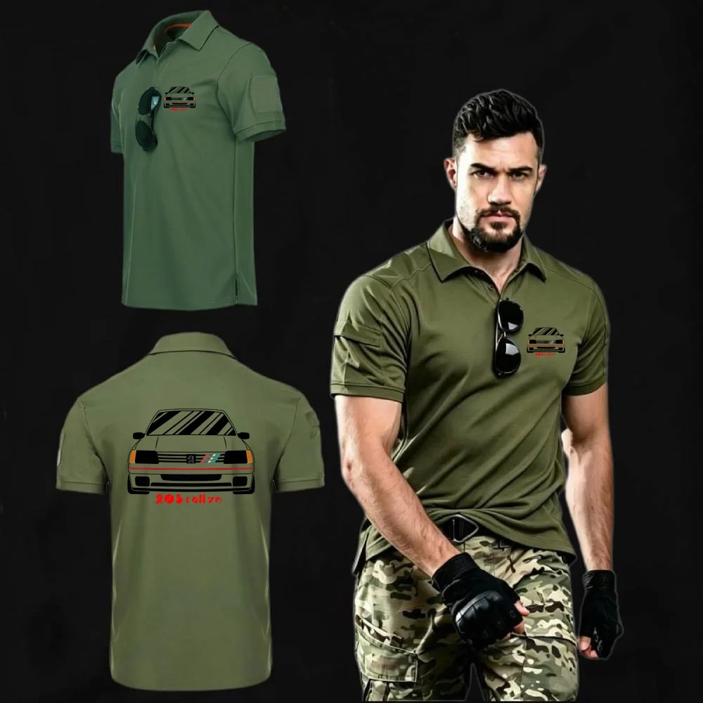 Polo Shirts Military Tacitcal Training Short Sleeve Shirt Wrc 205 Gti Car Rallye Racing Tees Men's Expedition Hiking Tshirt
