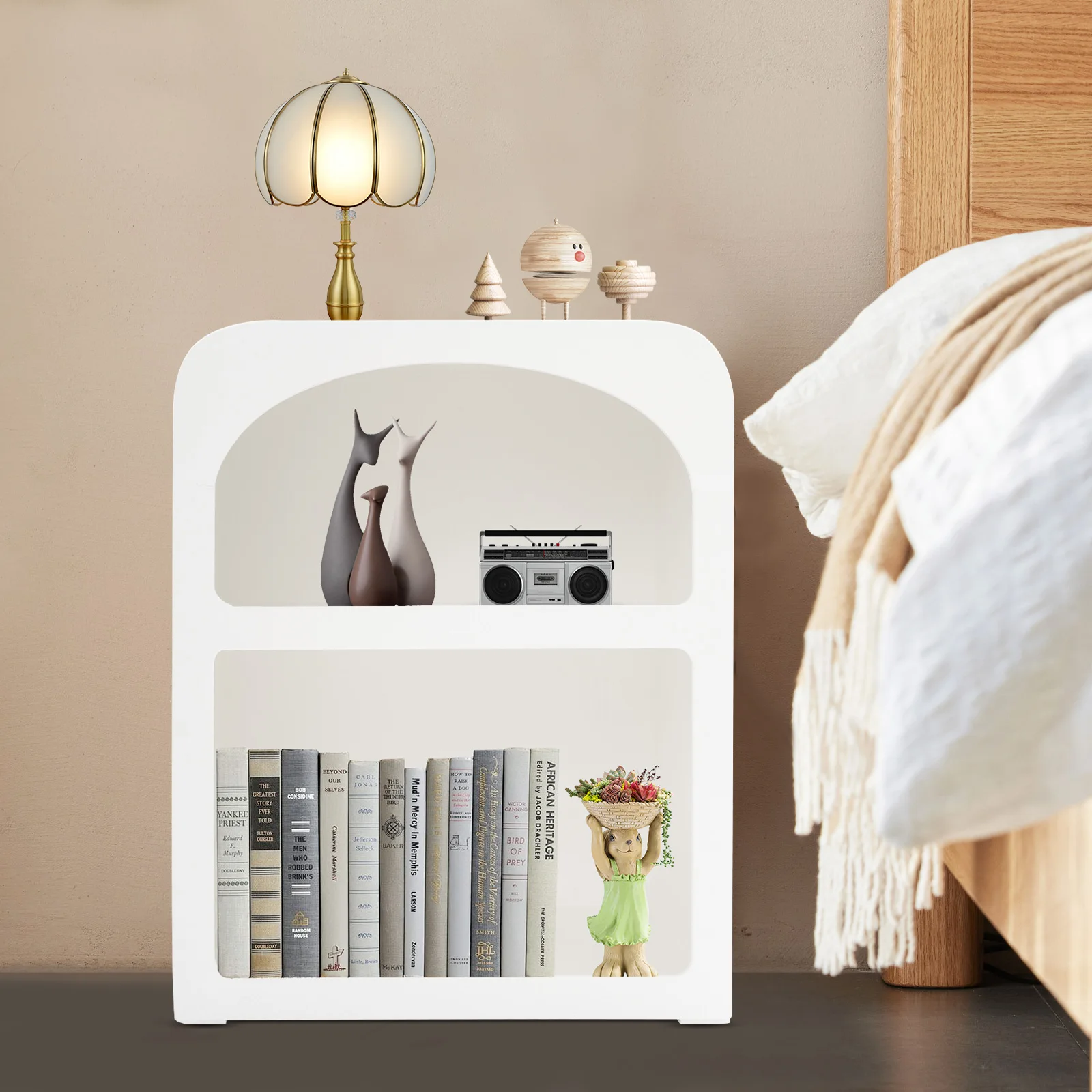 

Minimalist Nightstand White Bedside Table 45x30x55cm Storage Cabinet Night Stand Modern Simple Bedside Cabinet Durable MDF Wood