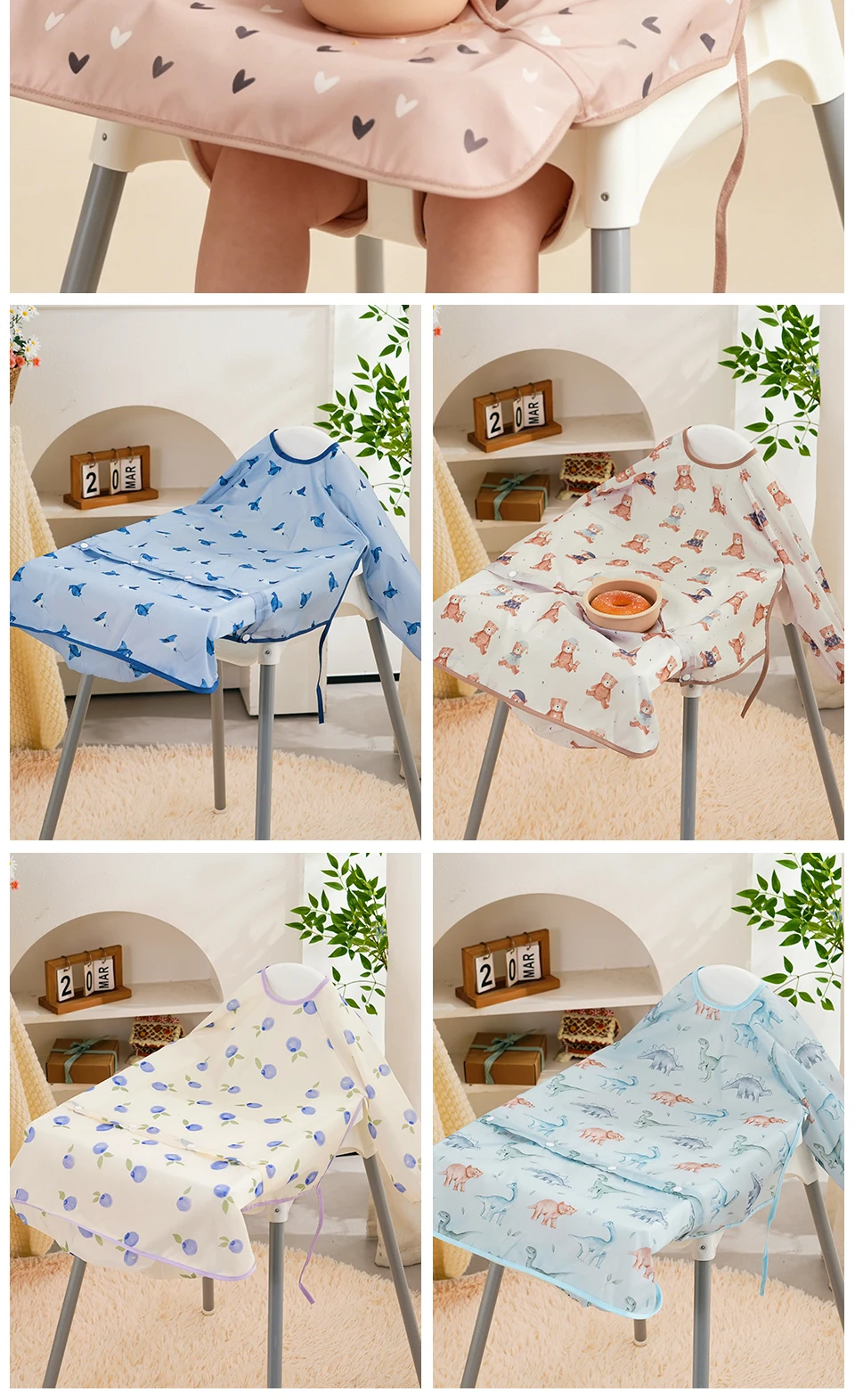 Kangobaby Baby-Lätzchen - Verschmutzungssichere Fütterungslätzchen für Babys - Verstellbar, wasserdicht und mit Befestigung für Hochstuhl/Tisch – Detail 10