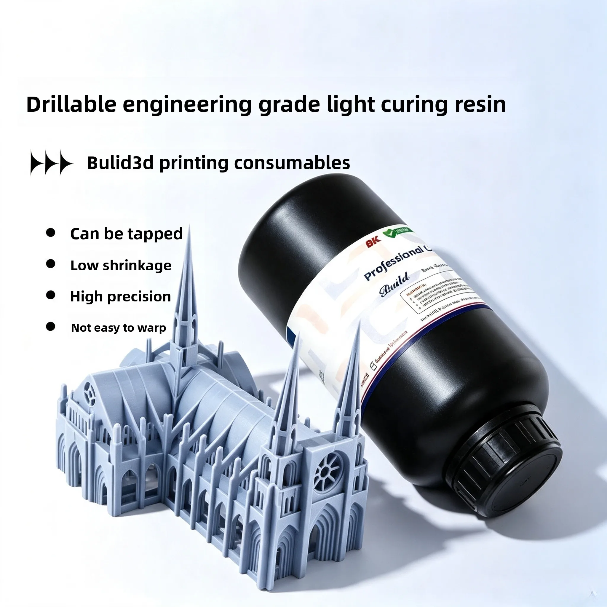 Rigid Tough UV Curing Resin Anti-break & Distortion Design High Detail 3D Printing Liquid for Industrial Component Production