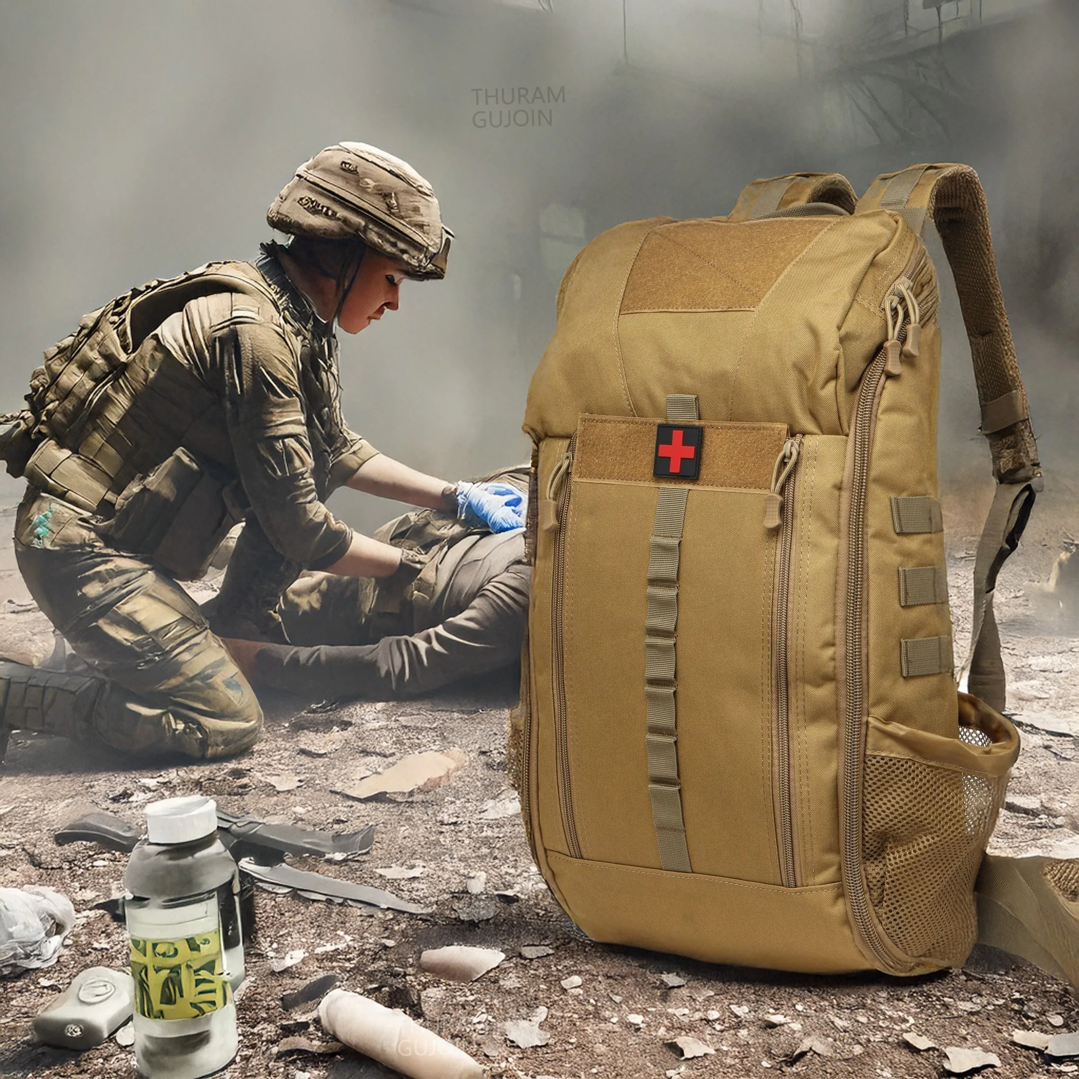 THURAM 40L Waterproof Tactical Medical Backpack First Aid Bag for Hiking Trekking Hunting Fishing Camping Outdoor Sports