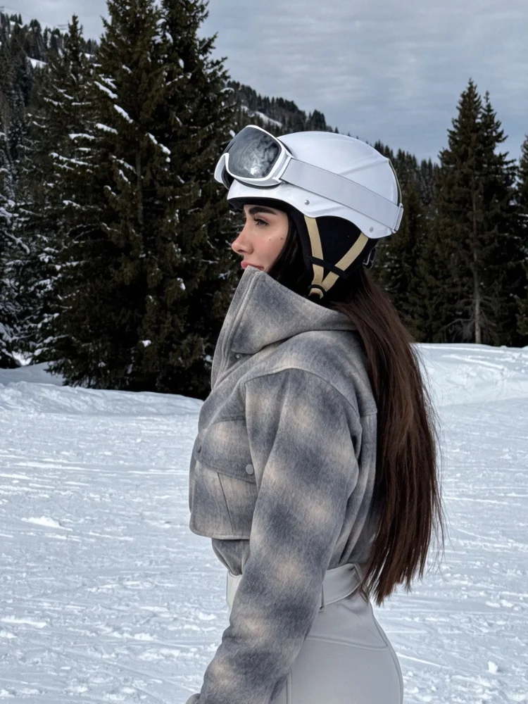 Sport Ski Jumpsuit Women Woolen Blend Patchwork Slim Full Sleeve Stand Collar Zipper Rompers 2026 Winter Lady One Piece Ski Suit