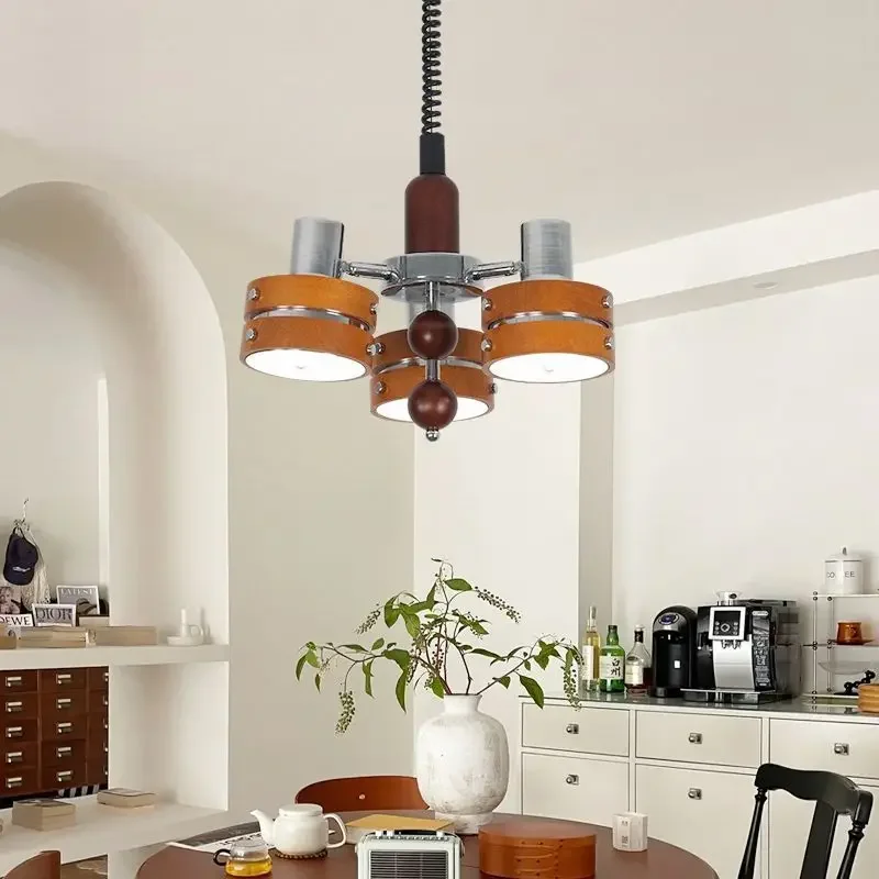 Middle Aged Restaurant Pendant Light Industrial Style Solid Wood Restaurant Lamp American Retro Coffee Shop Storefront