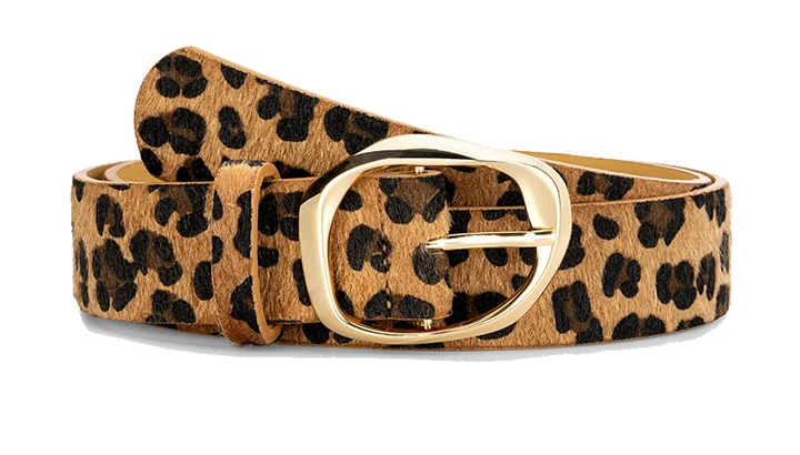 Maikun New Leopard Women's Belt Gold Irregular Alloy Pin Buckle Belt Fashion Versatile PU Belt 3.7cm Width