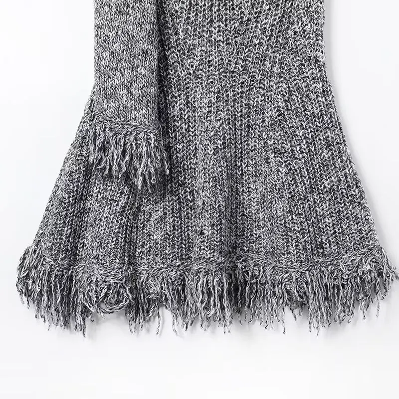 Autumn new scarf decoration collar with frayed hem knitted top for women, fashionable slim fit comfortable style sleeveless top