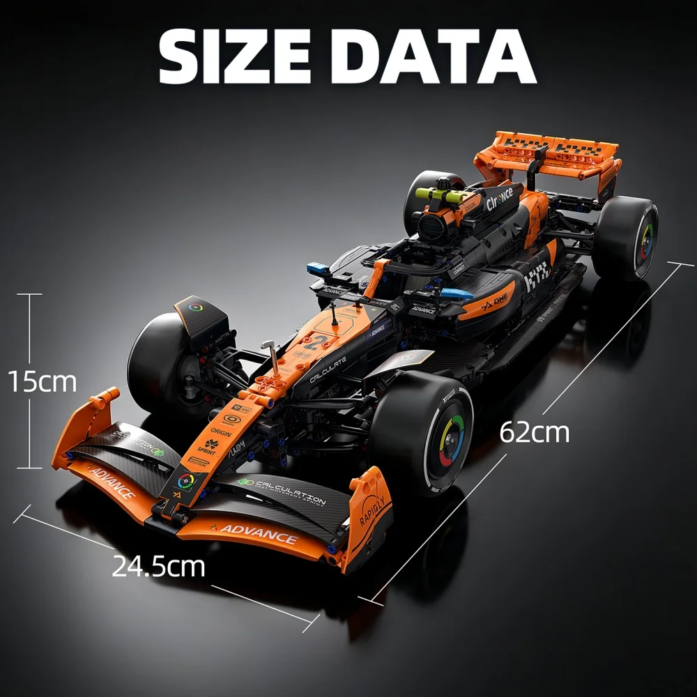 KAVOWORLD 1700+ Large Speed Racing Car Building Blocks MOC Technical Supercar Model 1:8 Scale Orange Race Car DIY Assembly Bricks High-Tech Vehicle Adult Collectible Home Decoration Educational STEM Construction Toy Teens Christmas New Year Birthday Gift