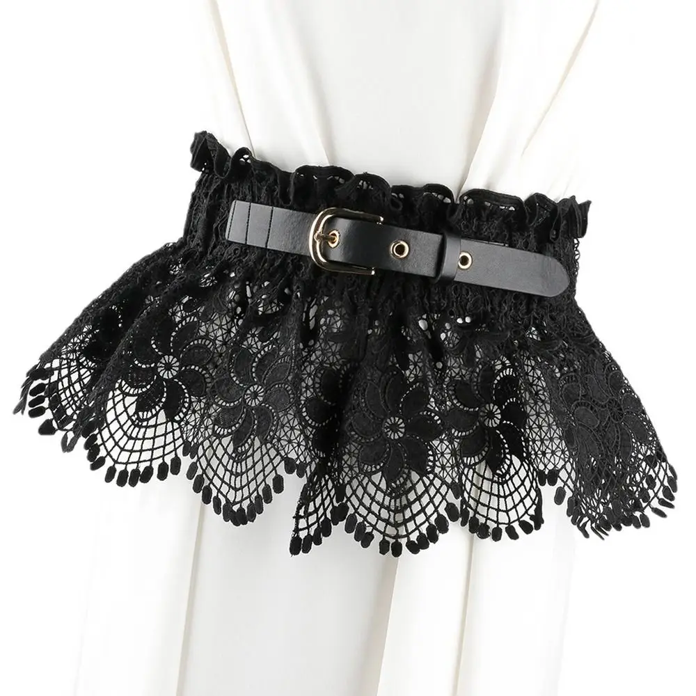 Women Casual Slimming Body Wide Waist Band Ladies Dress Cummerbands Lace Tie Belt Corset Waistband