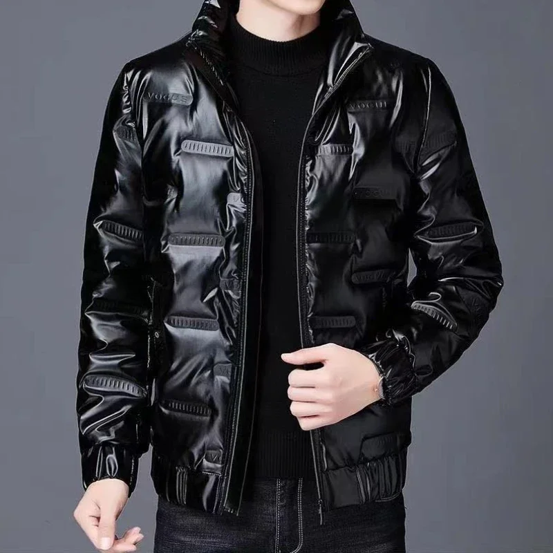 Man Padded Coat Collared Padding Short Parkas Glossy Korean Reviews Many Clothes Down Jackets for Men Luxury Clothing Popular