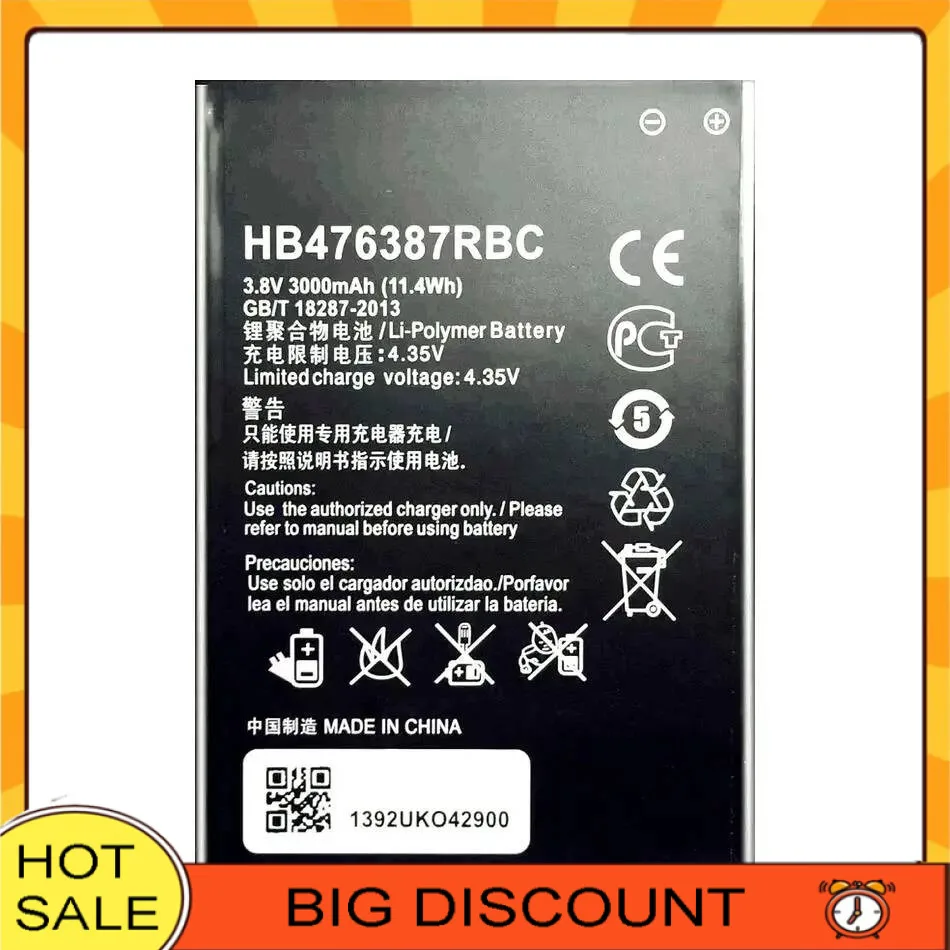 

Mobile Phone Battery High Capacity HB476387RBC 3000Mah For Huawei Honor 3X G750 B199 G750-T00 G750-C00