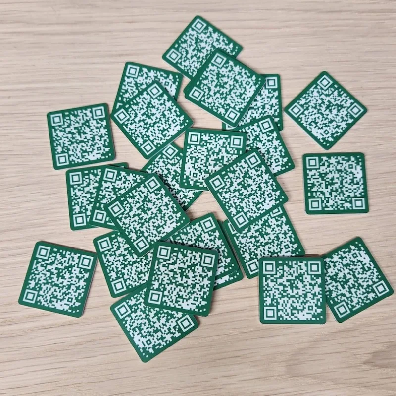 Custom QR Code Laser Engraved Discs: 30mm Square Tags