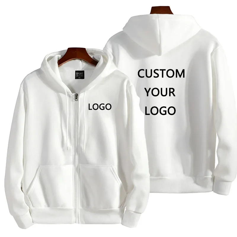 Men\'s and Women\'s Custom Logo Zipper Sweatshirt Jacket Hooded Coat Sweatshirt Long-Sleeved Pullover Jogging Sport Tops