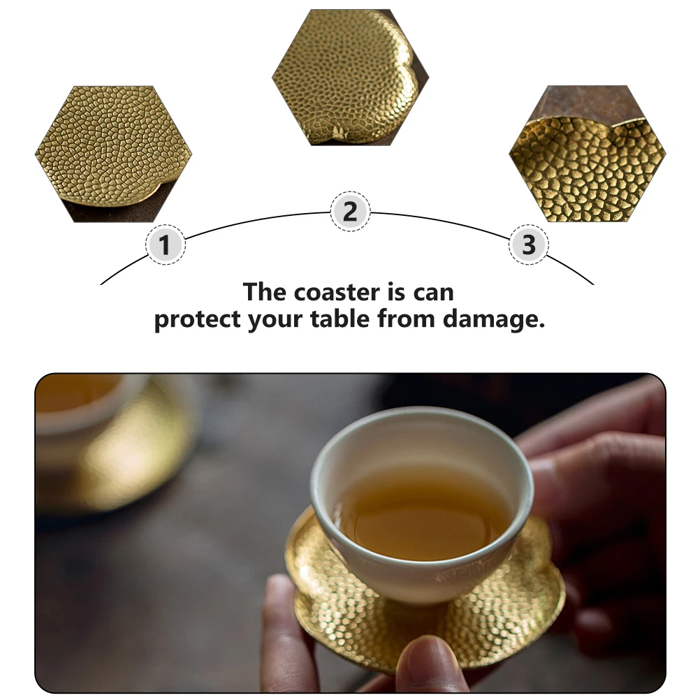 

1Pcs Copper Coaster Golden Tea Cup Pad Safe for Human Use Wide Applications in Tea Houses Hotels Teacup Tray
