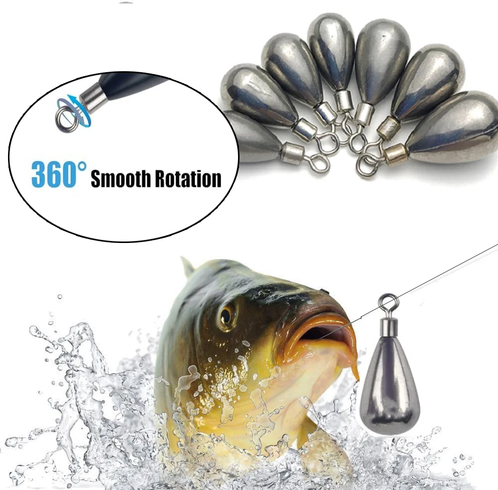 1.3g-60g 97% Pure Tungsten Tear Drop Shot with Round Eye for Lure Fishing