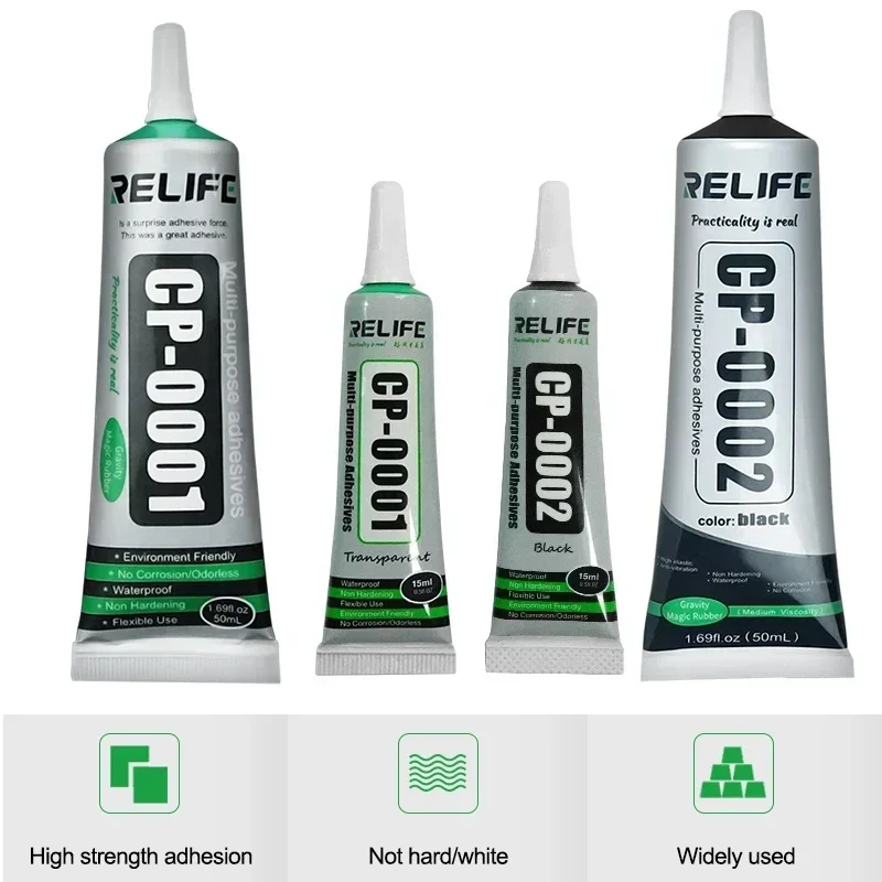 RELIFE 50ML  Transparent Black Adhesive Clear Liquid Water Proof Glue For Mobile Phone Frame LCD Screen Back Cover Repair