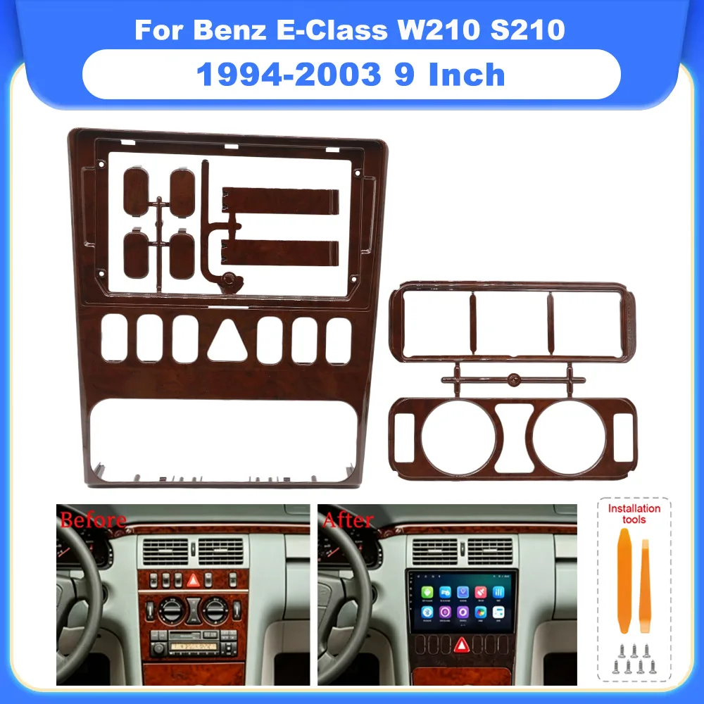 9 Inch Android Radio Fascia Frame Panel Kit With Canbus Box Adapter For Benz E-Class W210 S210 1994-2003 Car Dash Fitting Panel