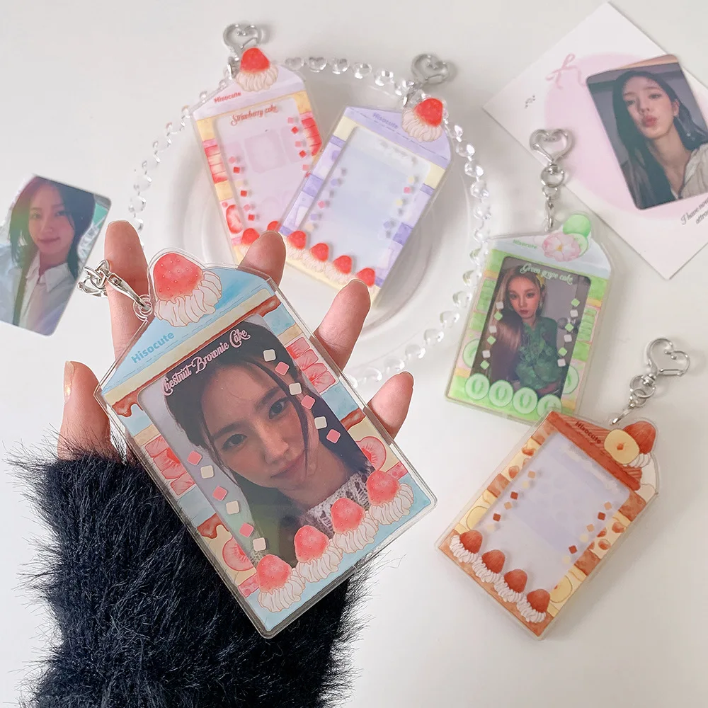 MINKYS Summer Fruit Acrylic 3 inch Kpop Photocard Holder Photo Card Holder Bag Pendant School Stationery