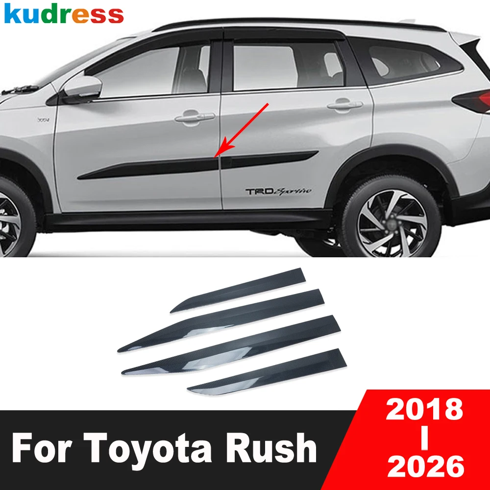 

Side Door Body Trim For Toyota Rush 2018-2022 2023 2024 2025 2026 Carbon Fiber Car Door Panel Steamer Hoods Strip Accessories