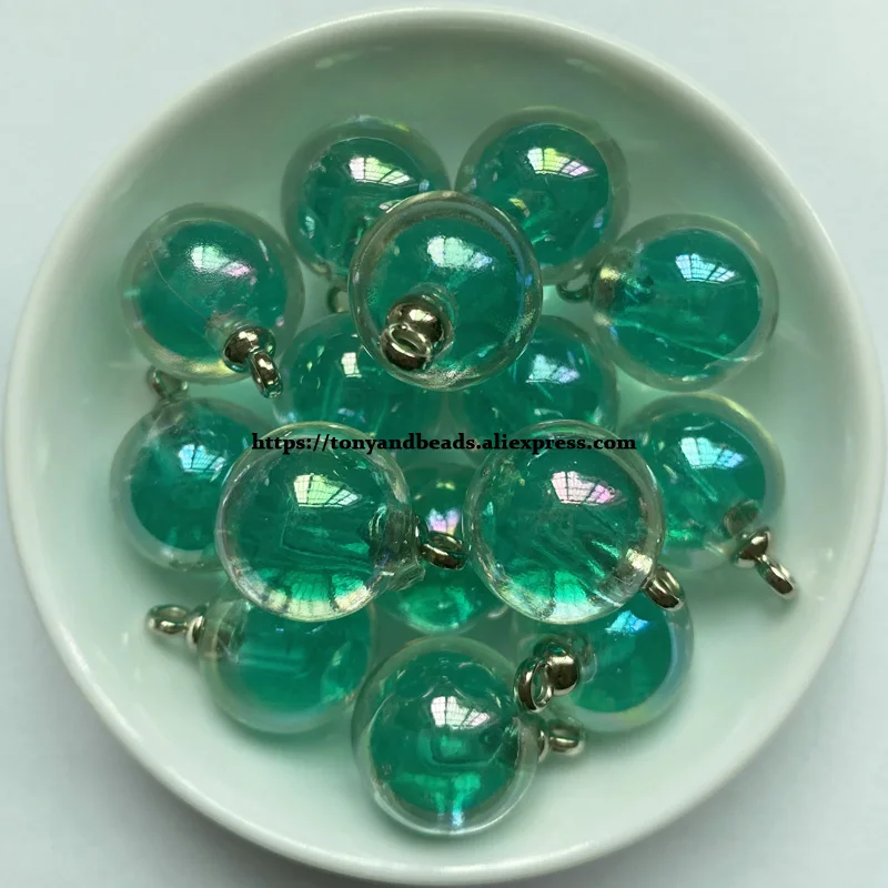 (1 Lot = 10pcs )Round Shape Smooth Shining AB Bead In Bead Acrylic Small Pendant Size 15mm 10 Colors For Jewelry Making DIY