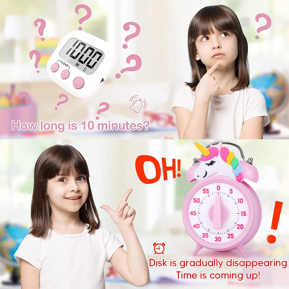 Pink Unicorn Kids Timer Visual Timer 60-minutes Countdown Suitable for Children Adult Green Frog Timer Management Tool