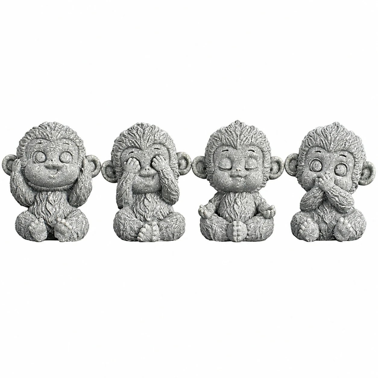 4pcs Monkey Tea Pet Sandstone Hand Carved Figurine Set for Tea Room Office Desk Decor Traditional Chinese Art Gift