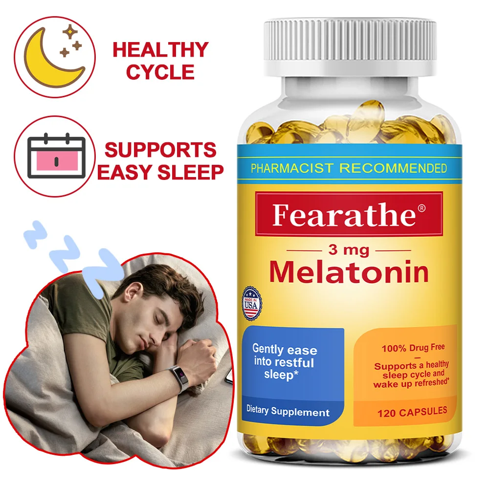 Melatonin Capsules Natural Night Rest Supplement for Falling Asleep Quickly, Calming Mind, Restful Sleep & Reduces Stress