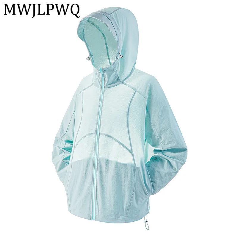 

MWJLPWQ Unisex Lightweight Hooded Sun Protection Jacket Full-Zip Quick Dry Windbreaker Casual Male Chic Outdoor Outerwear 15559