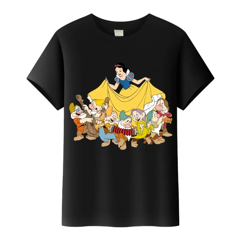 

Женская футболка с рисунком «Белоснежка и семь гномов» Disney, футболки с круглым вырезом, детские топы, мужские блузки, семейная готическая футболка с короткими рукавами