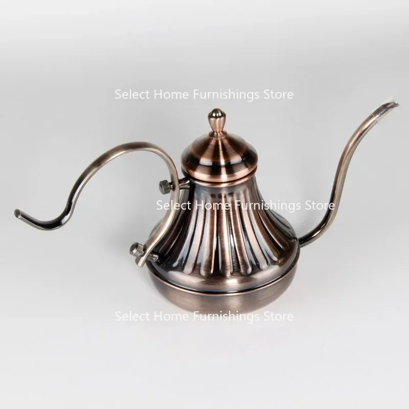 Suitable for 304 Stainless Steel Hand Brewed Coffee Pot, Long Spout, Small Spout Brewing  Antique Copper 450ml Drip Filter 600CC