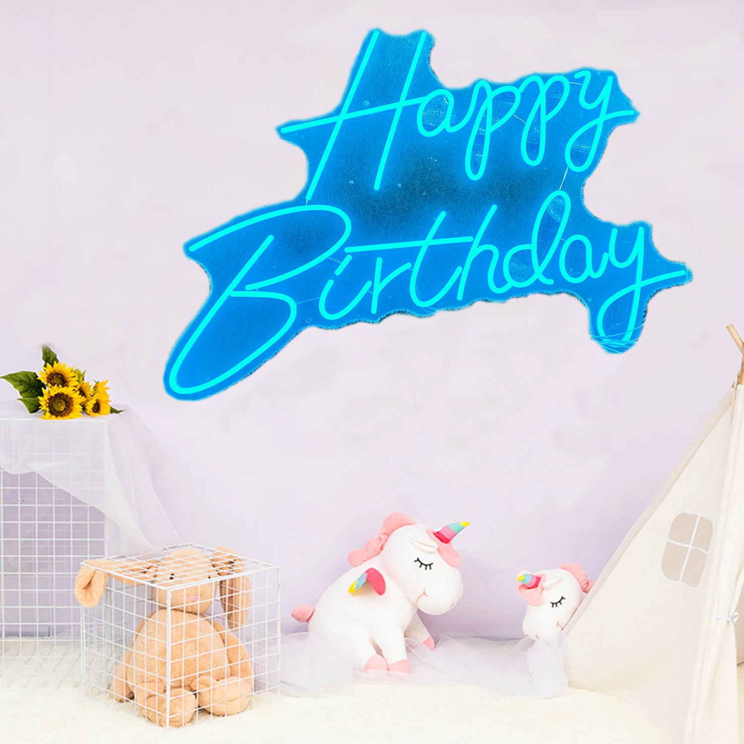 Colorful Happy Birthday Neon Sign With Remote Control, Birthday Decoration, Bedroom Decoration RGB  Light Wall Art