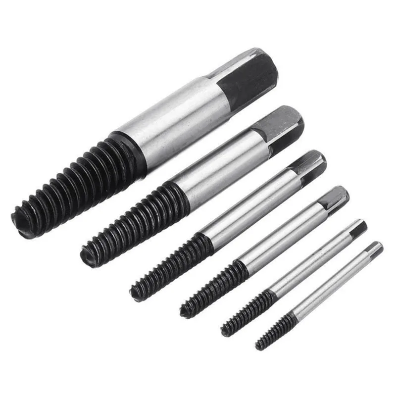 5pc Broken Head Screw Extractor 6pc Coarse Teeth Fine Teeth Water Tap Broken Thread Extractor Screwdriver Tool Plastic Box Set