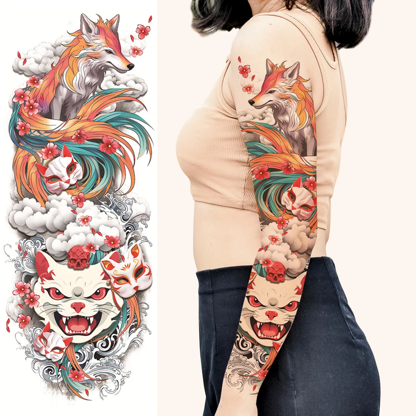 1pcs Waterproof Temporary Tattoo Sticker Fox Mask Flower Flamingo Butterfly Fake Tatto Flash Tatoo Tato for Girl Women