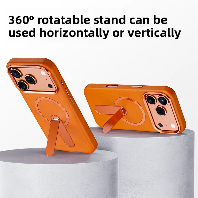 360 Rotating Kickstand Magnetic Phone Case for iPhone 17 Pro Max 16 Pro 15 Camera Protection Shockproof Comfortable Grip Cover