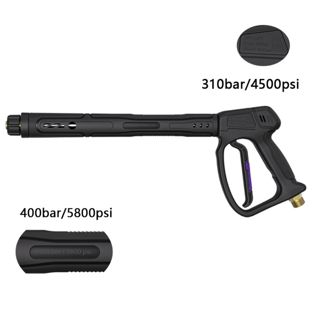 High Pressure Washer Pistol 400bar with Swivel Joint 5 Nozzles and Adjustable Extension for Power Washing Tasks
