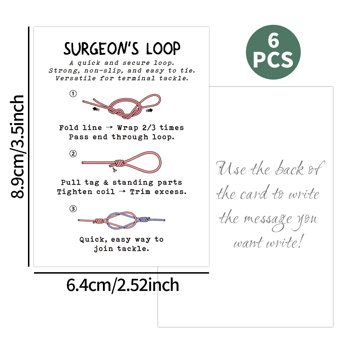 6pcs Knot-Tying Instruction Cards With Step-By-Step Visual Diagrams For Angler,Pocket Guide Tool,Gift For Men,Outdoor Enthusiast