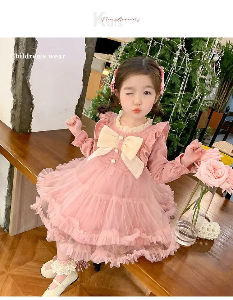 Baby Girl Dress Spring and Autumn New Style Children's Long Sleeve Mesh Princess Dress 100-150cm