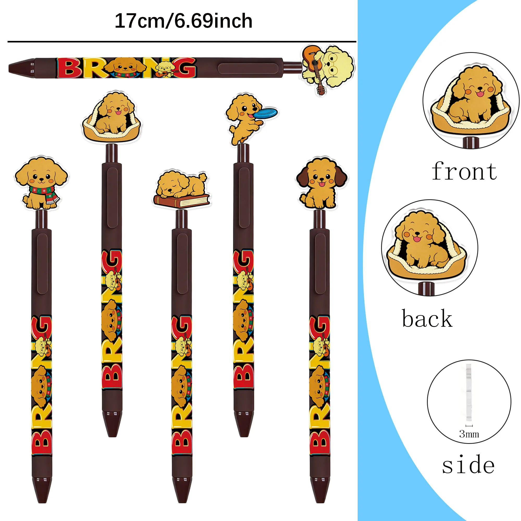 

6 pieces / 12 pieces cute puppy-shaped double-sided pattern ballpoint pens, student office signature pens
