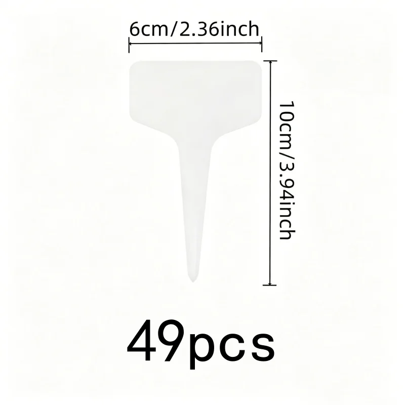 49 pcs White Garden Labels, White T-Shape Design for Indoor Potted Plants, Multipurpose, Versatile, Practical
