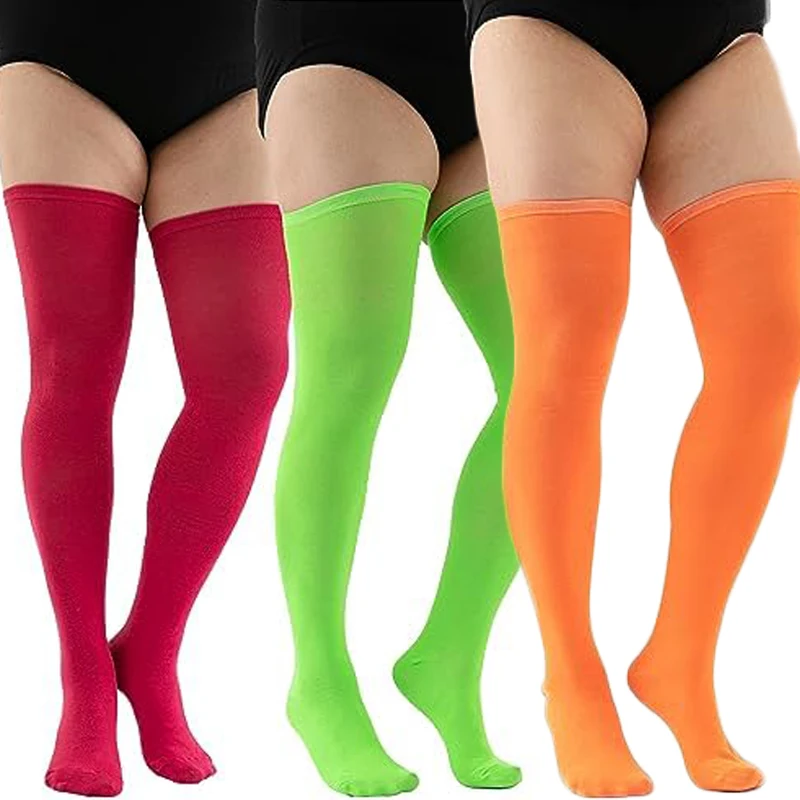 

Women Candy Color Thigh High Knee Socks Ladies Hosiery Long Stockings Party Cosplay Red Purple Knitted Warm Soks for Lady Girl