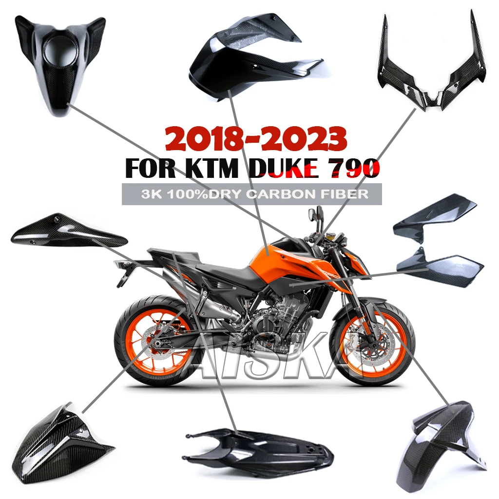 

For KTM Duke 790 2018-2023 2020 2021 2022 ﻿Fender Exhaust Cover Fuel Tank Side Panel Fairing Kit 3K Carbon Fiber Accessories