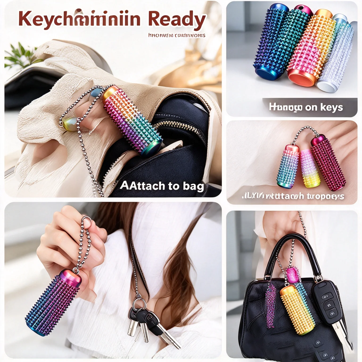 Massage Keychain Charm Gradient Soft Rubber Bumpy Texture For Daily Wear Compact Hand Relief